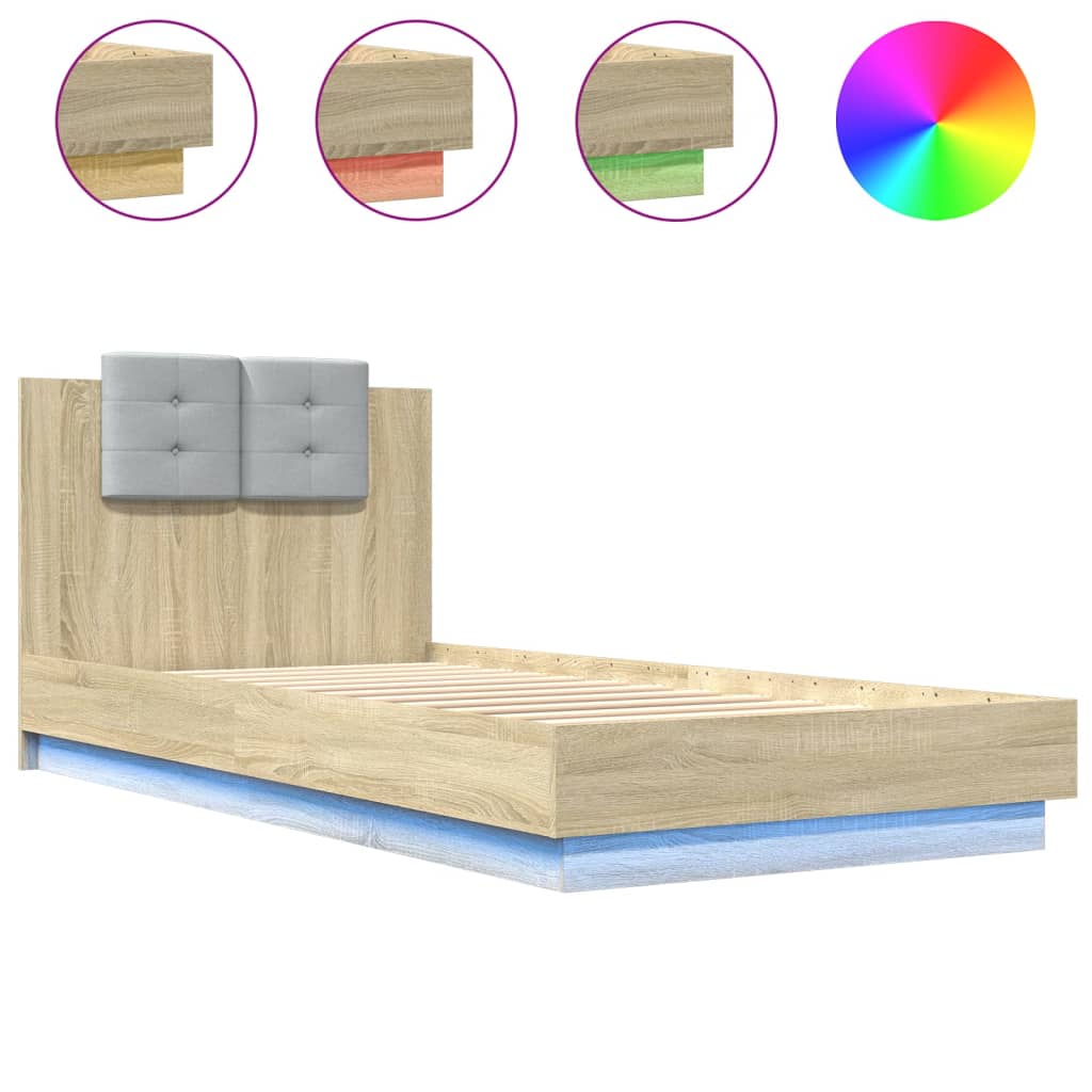 Πλαίσιο Κρεβατιού με Κεφαλάρι/LED Sonoma δρυς 100x200 εκ.