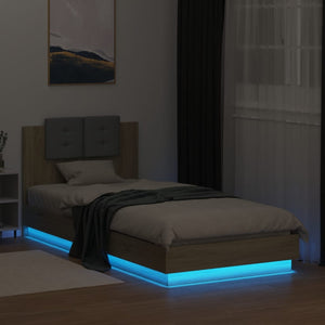 Πλαίσιο Κρεβατιού με Κεφαλάρι/LED Sonoma δρυς 100x200 εκ.