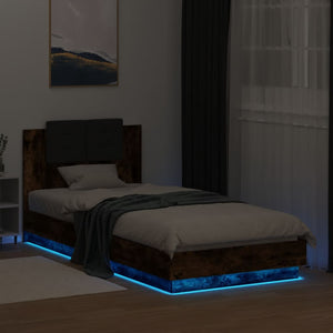 Πλαίσιο Κρεβατιού με Κεφαλάρι/LED Καπν. Δρυς 100x200 εκ.