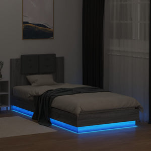 Πλαίσιο Κρεβατιού με Κεφαλάρι και LED Γκρι sonoma 100 x 200 εκ.