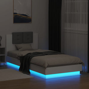 Πλαίσιο Κρεβατιού με Κεφαλάρι και LED Λευκό 90 x 200 εκ.