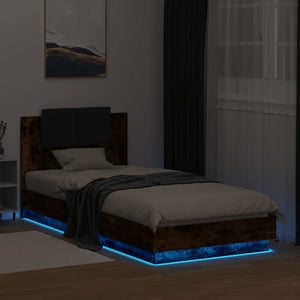 Πλαίσιο Κρεβατιού με Κεφαλάρι/LED Καπν. Δρυς 90x200 εκ.