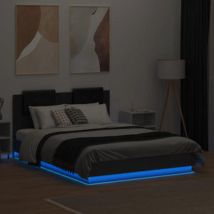 Πλαίσιο Κρεβατιού με Κεφαλάρι/LED Μαύρο 135 x 190 εκ.
