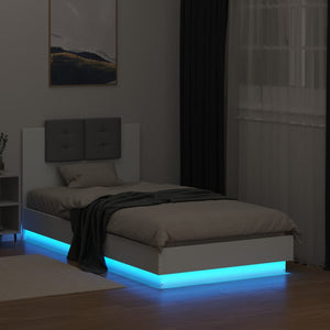 Πλαίσιο Κρεβατιού με Κεφαλάρι/LED Λευκό 90 x 190 εκ.