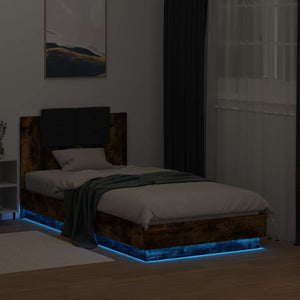 Πλαίσιο Κρεβατιού με Κεφαλάρι/LED Καπν. Δρυς 90x190 εκ.
