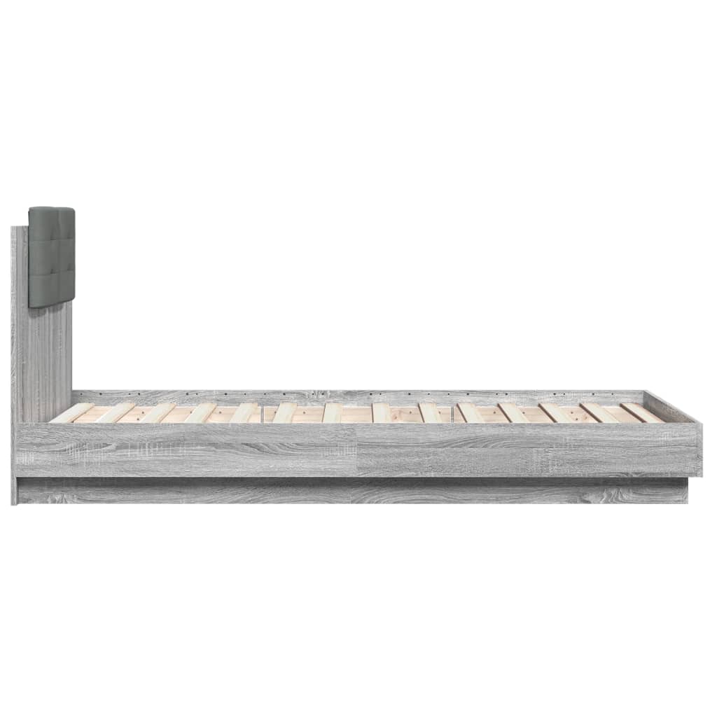 Πλαίσιο Κρεβατιού με Κεφαλάρι και LED Γκρι sonoma 90 x 190 εκ.