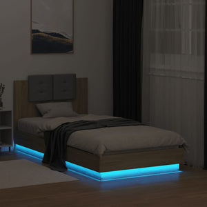 Πλαίσιο Κρεβατιού με Κεφαλάρι/LED Sonoma δρυς 75x190 εκ.