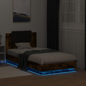 Πλαίσιο Κρεβατιού με Κεφαλάρι/LED Καπν. Δρυς 75x190 εκ.
