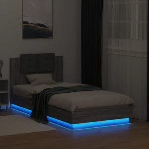 Πλαίσιο Κρεβατιού με Κεφαλάρι και LED Γκρι sonoma 75 x 190 εκ.