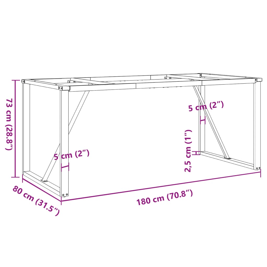 Πόδια Τραπεζαρίας σε Σχήμα «Ο» 180x80x73 εκ. Ατσάλι - Pakobazaar