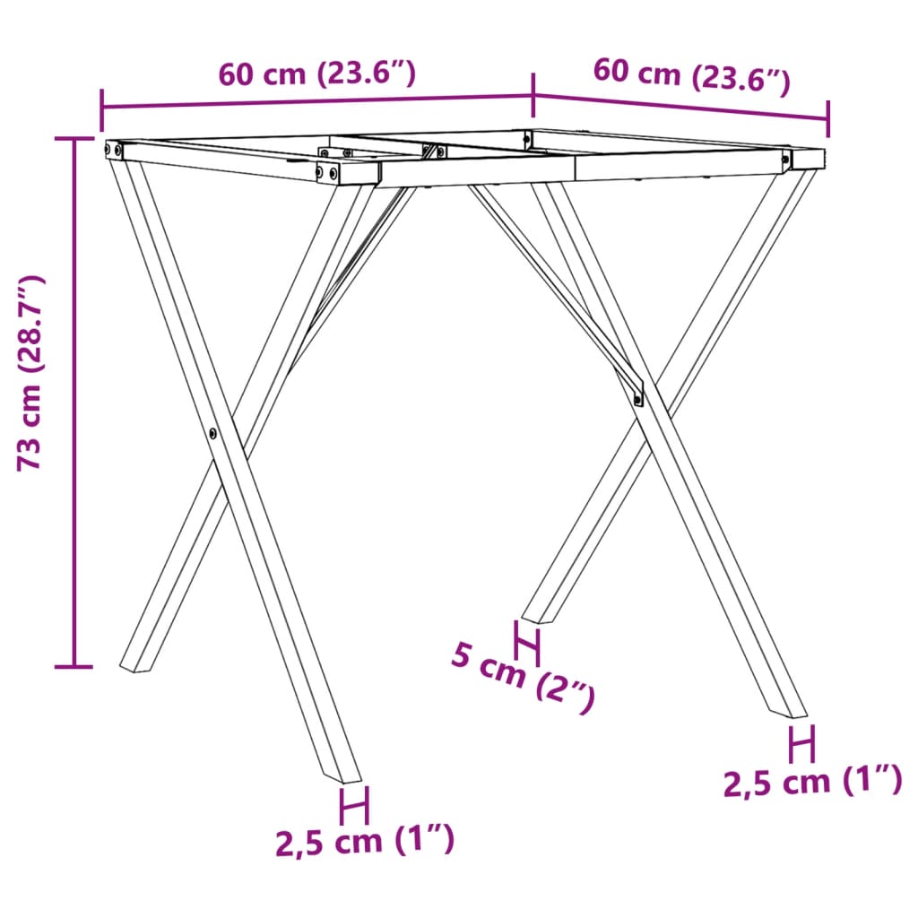 Πόδια Τραπεζαρίας σε Σχήμα «X» 60x60x73 εκ. Ατσάλι