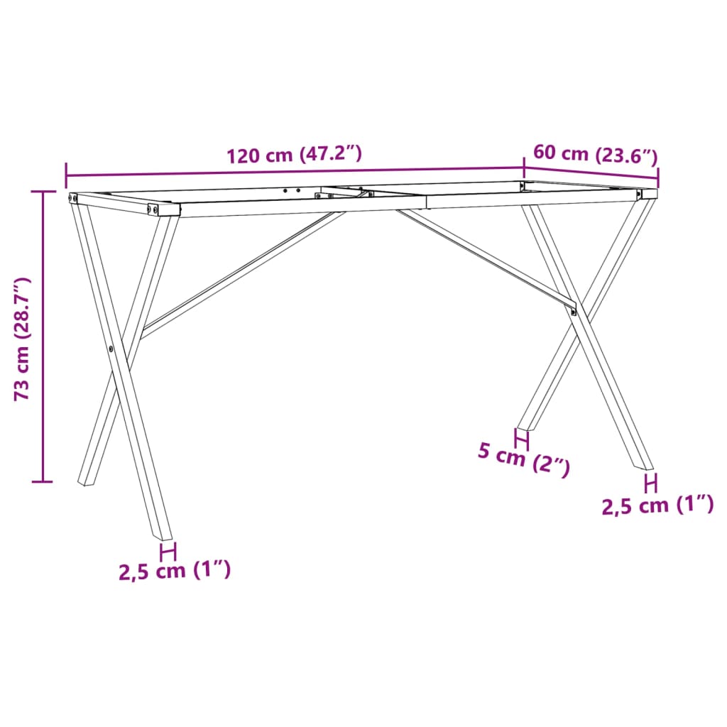 Πόδια Τραπεζαρίας σε Σχήμα «X» 120x60x73 εκ. Ατσάλι