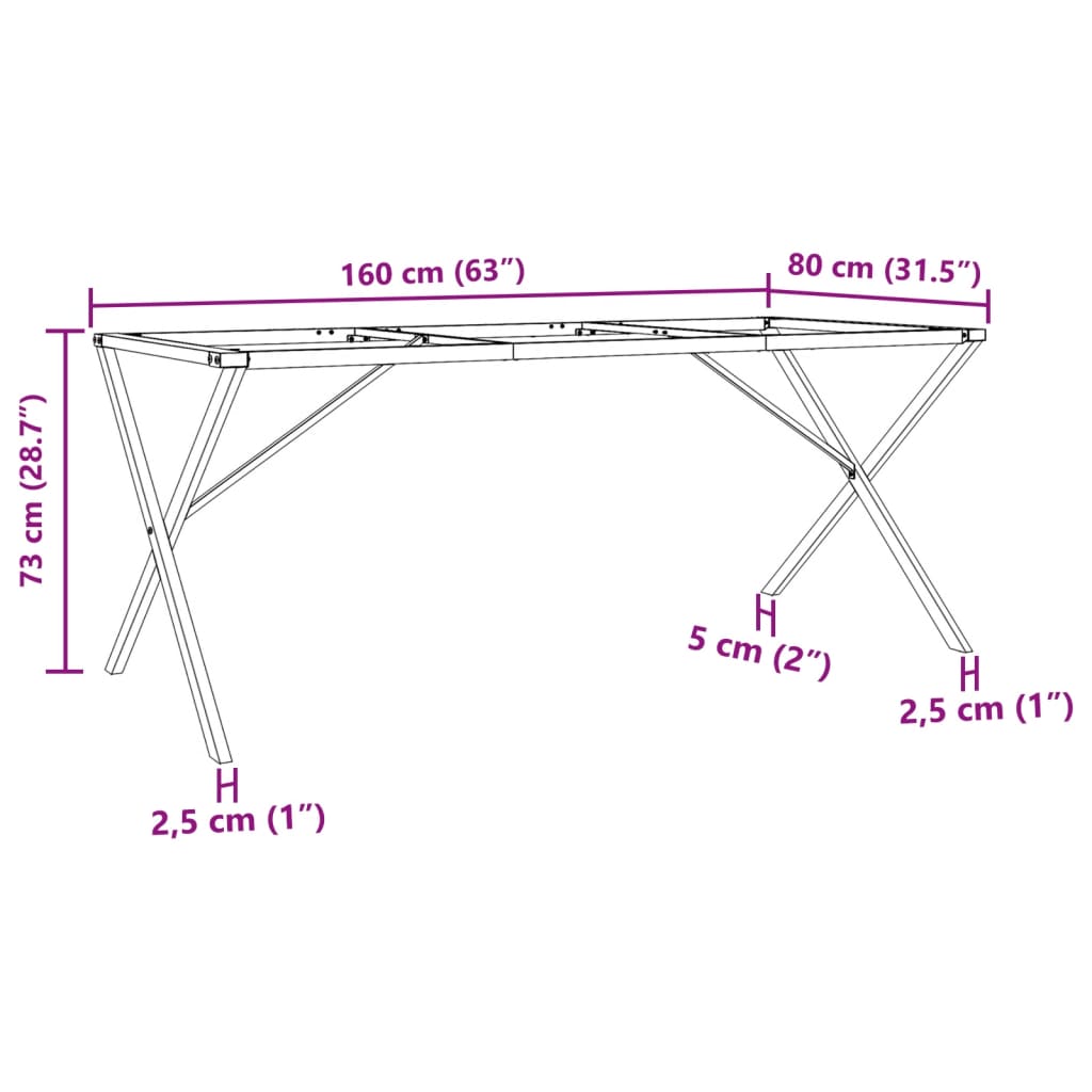 Πόδια Τραπεζαρίας σε Σχήμα «X» 160x80x73 εκ. Ατσάλι