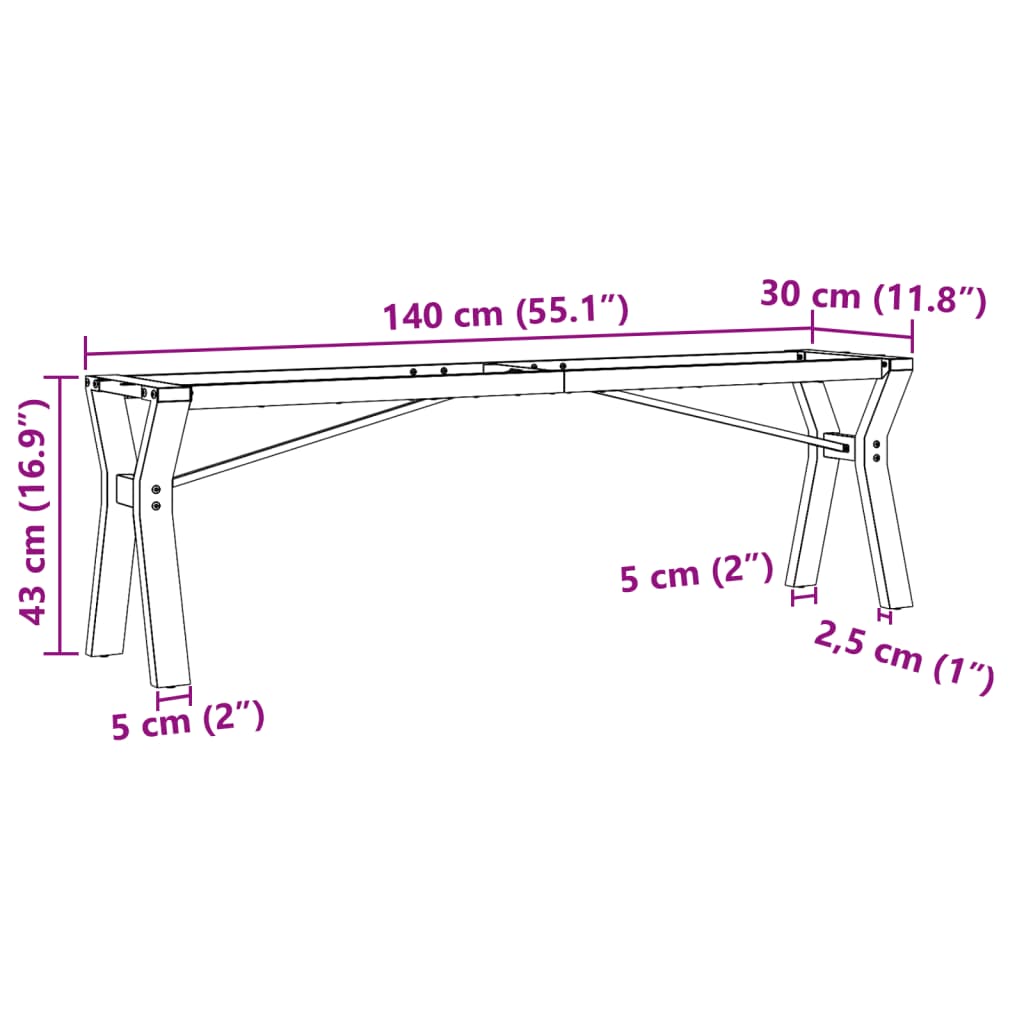 Πόδια Τραπεζιού Σαλονιού σε Σχήμα «Y» 140x30x43 εκ. Ατσάλι