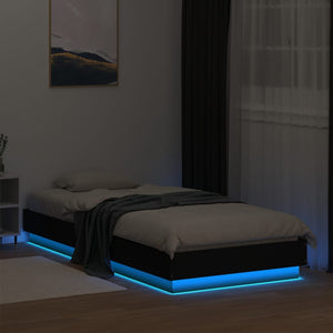 Πλαίσιο Κρεβατιού με λυχνίες LED Μαύρο 100 x 200 εκ.
