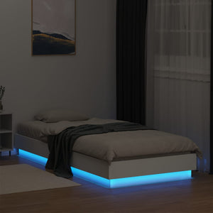 Πλαίσιο Κρεβατιού με λυχνίες LED Λευκό 90 x 200 εκ.