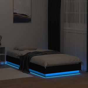 Πλαίσιο Κρεβατιού με λυχνίες LED Μαύρο 90 x 200 εκ.