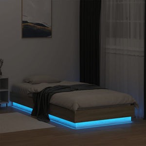 Πλαίσιο Κρεβατιού με λυχνίες LED Sonoma Δρυς 90x200 εκ. - Pakobazaar