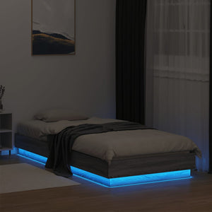 Πλαίσιο Κρεβατιού με λυχνίες LED Γκρι sonoma 90 x 200 εκ. - Pakobazaar