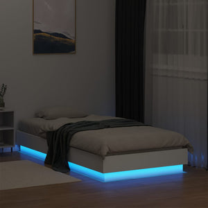 Πλαίσιο Κρεβατιού με λυχνίες LED Λευκό 90 x 190 εκ.