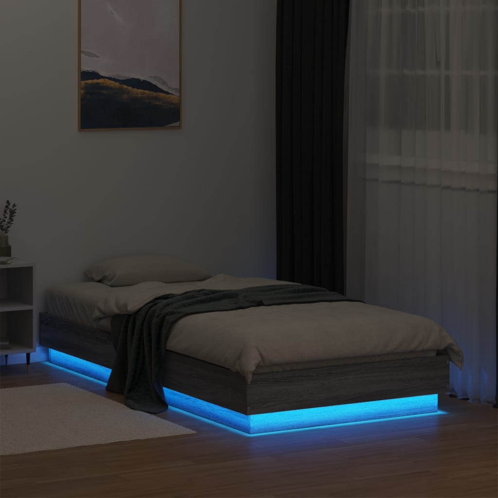 Πλαίσιο Κρεβατιού με λυχνίες LED Γκρι sonoma 90 x 190 εκ.