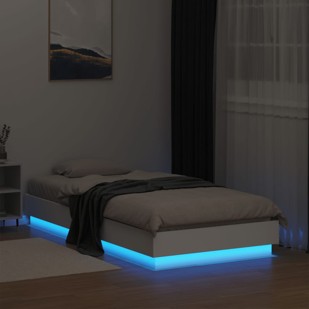 Πλαίσιο Κρεβατιού με λυχνίες LED Λευκό 75 x 190 εκ. - Pakobazaar