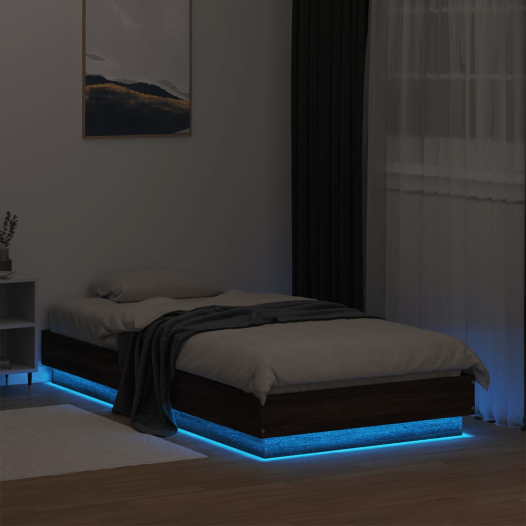 Πλαίσιο Κρεβατιού με λυχνίες LED Καφέ Δρυς 75 x 190 εκ. - Pakobazaar