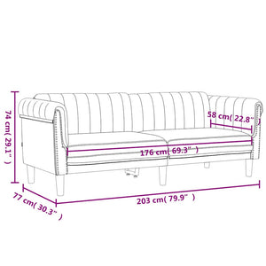 Σαλόνι Σετ 3 Τεμαχίων Ροζ από Βελούδο