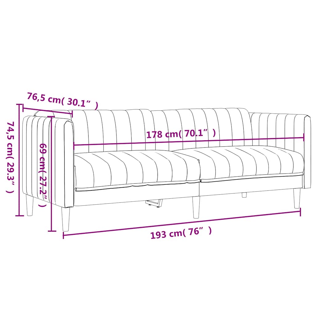 Σετ Σαλονιού 3 Τεμαχίων Καφέ από Ύφασμα Μικροϊνών