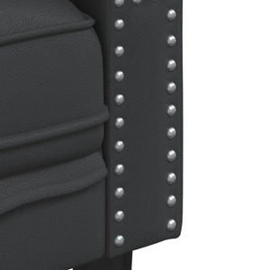Σετ Καναπέδων Chesterfield 3 Τεμαχίων από Μαύρο Συνθετικό Δέρμα - Pakobazaar