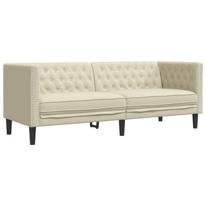 Καναπές Chesterfield 3 τεμαχίων σετ Cream Faux Leather