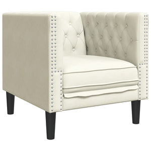 Καναπές Chesterfield 3 τεμαχίων σετ Cream Faux Leather