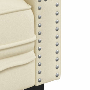 Καναπές Chesterfield 2 τεμαχίων σετ Cream Faux Leather