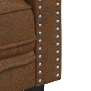 Καναπές Chesterfield 2 τεμαχίων σετ καφέ δέρμα Faux Suede