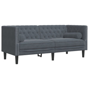 Καναπές Chesterfield Σετ 3 Τεμ. με Στηρίγματα Σκ. Γκρι Βελούδο