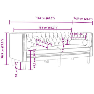 Καναπές Chesterfield 3τεμαχίων μαξιλάρια σκούρο πράσινο βελούδο