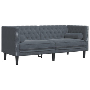 Καναπές Chesterfield Σετ 2 Τεμ. με Στηρίγματα Σκ. Γκρι Βελούδο