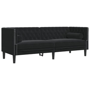 Καναπές Chesterfield Σετ 2 Τεμ. με Στηρίγματα Αν. Γκρι Βελούδο