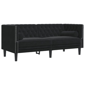 Καναπές Chesterfield Σετ 2 Τεμ. με Στηρίγματα Αν. Γκρι Βελούδο