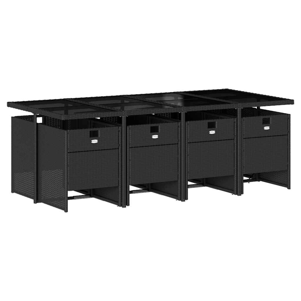 Σετ Τραπεζαρίας Κήπου 9 τεμ Μαύρο από Συνθ. Ρατάν με Μαξιλάρια - Pakobazaar