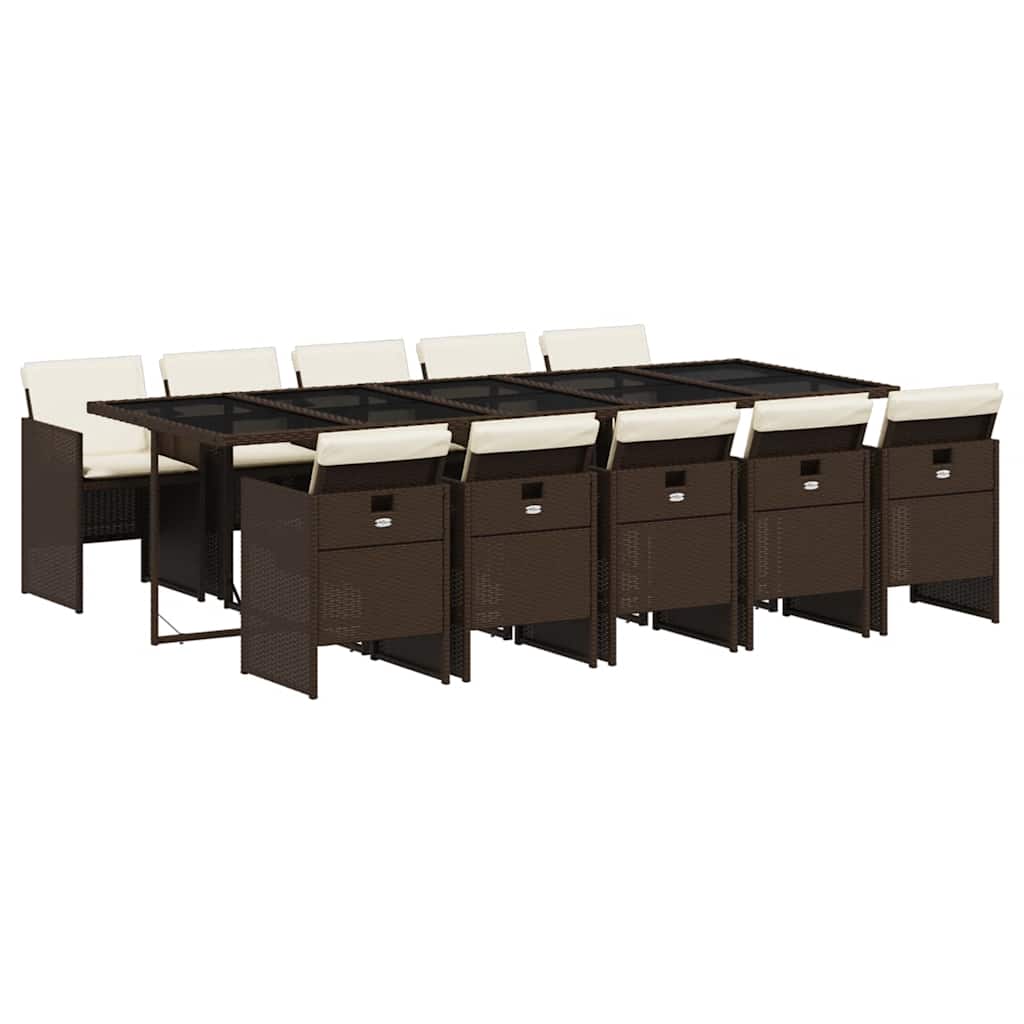 Σετ Τραπεζαρίας Κήπου 11 τεμ. Καφέ Συνθετικό Ρατάν με Μαξιλάρια