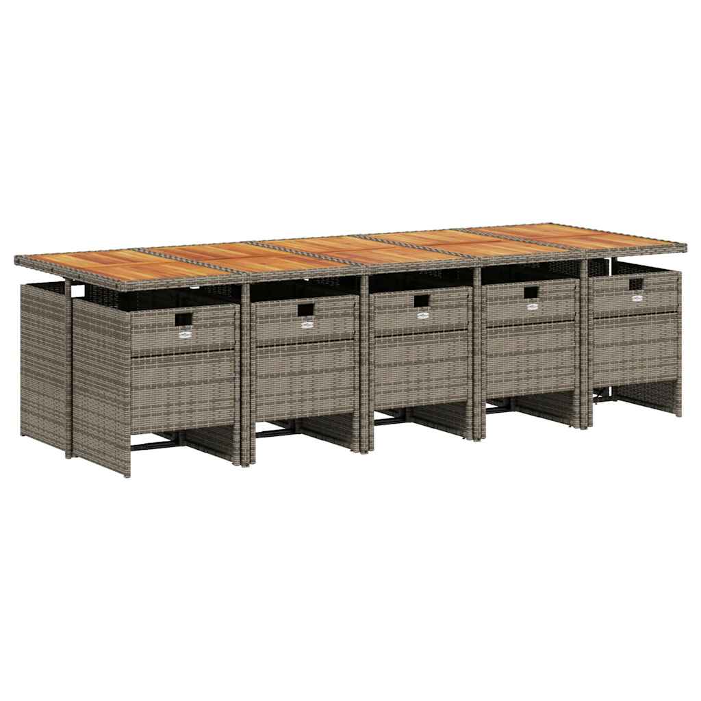 Σετ Τραπεζαρίας Κήπου 11 Τεμαχίων Γκρι Συνθ. Ρατάν με Μαξιλάρια