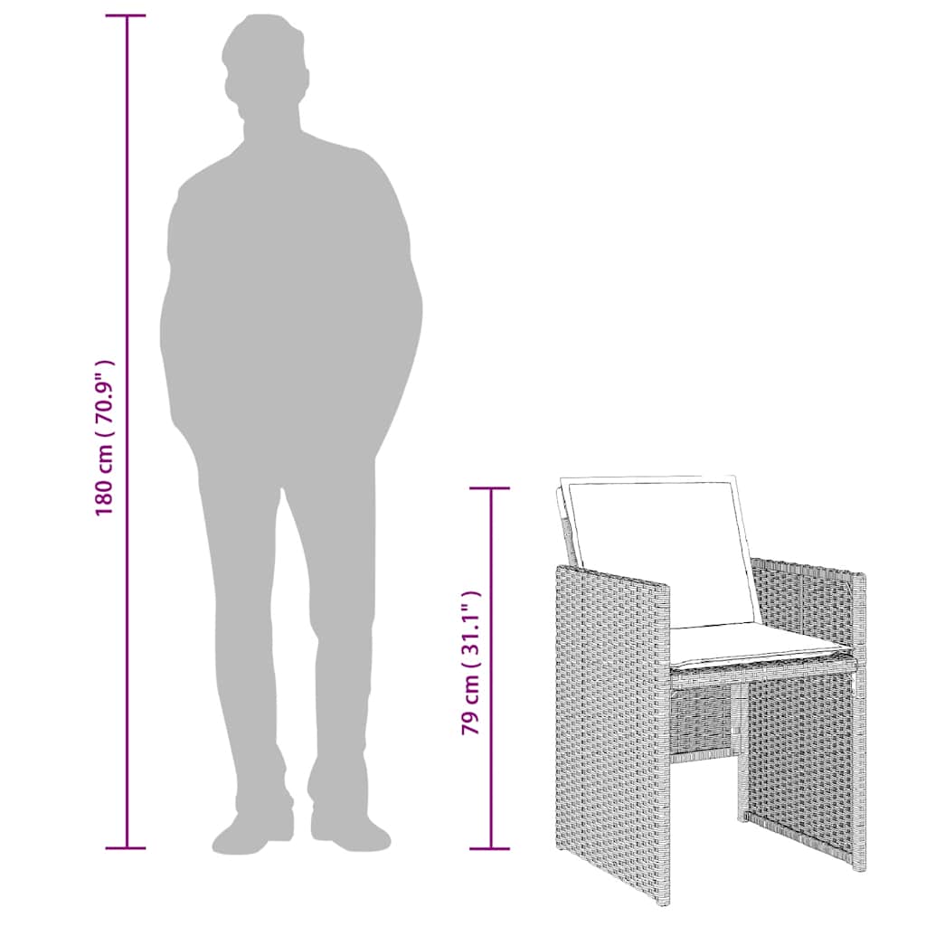 Τραπεζαρία Κήπου 13 Τεμαχίων Γκρι Συνθετικό Ρατάν με Μαξιλάρια