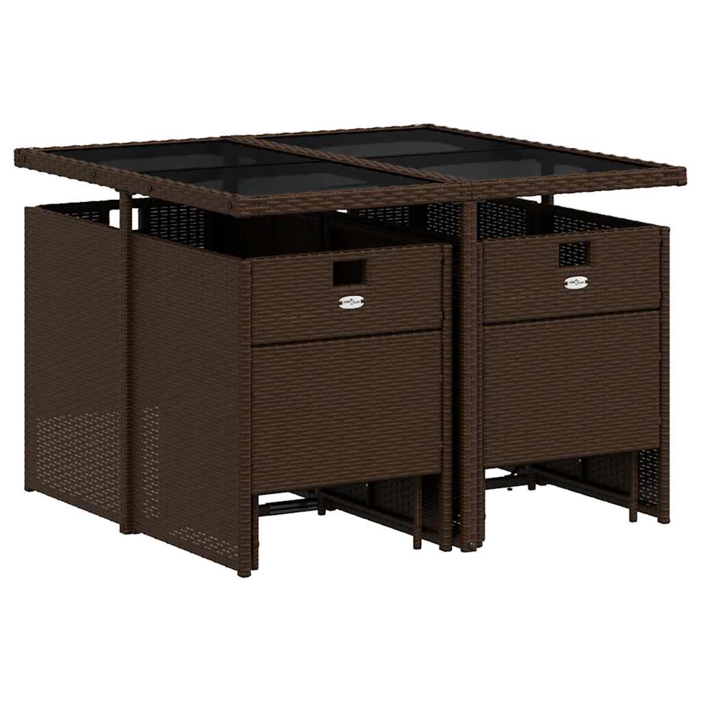 Σετ Τραπεζαρίας Κήπου 9 τεμ. Καφέ Συνθετικό Ρατάν με Μαξιλάρια