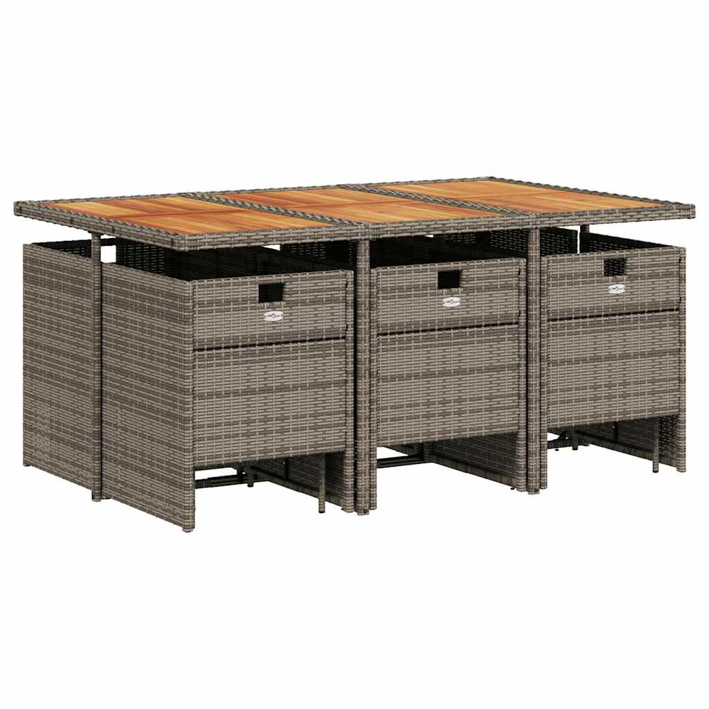 Σετ Τραπεζαρίας Κήπου 11 Τεμαχίων Γκρι Συνθ. Ρατάν με Μαξιλάρια