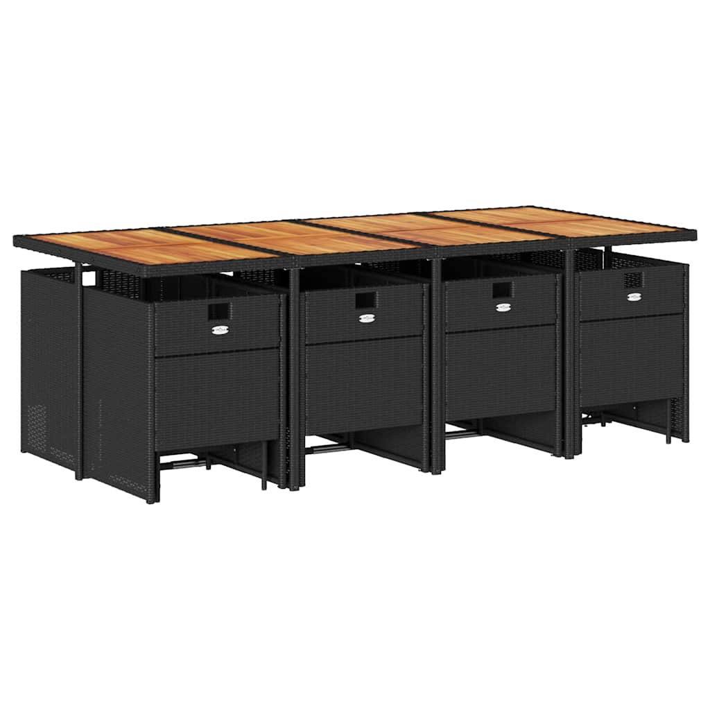 Σετ Τραπεζαρίας Κήπου 13τεμ. Μαύρο από Συνθ. Ρατάν με Μαξιλάρια