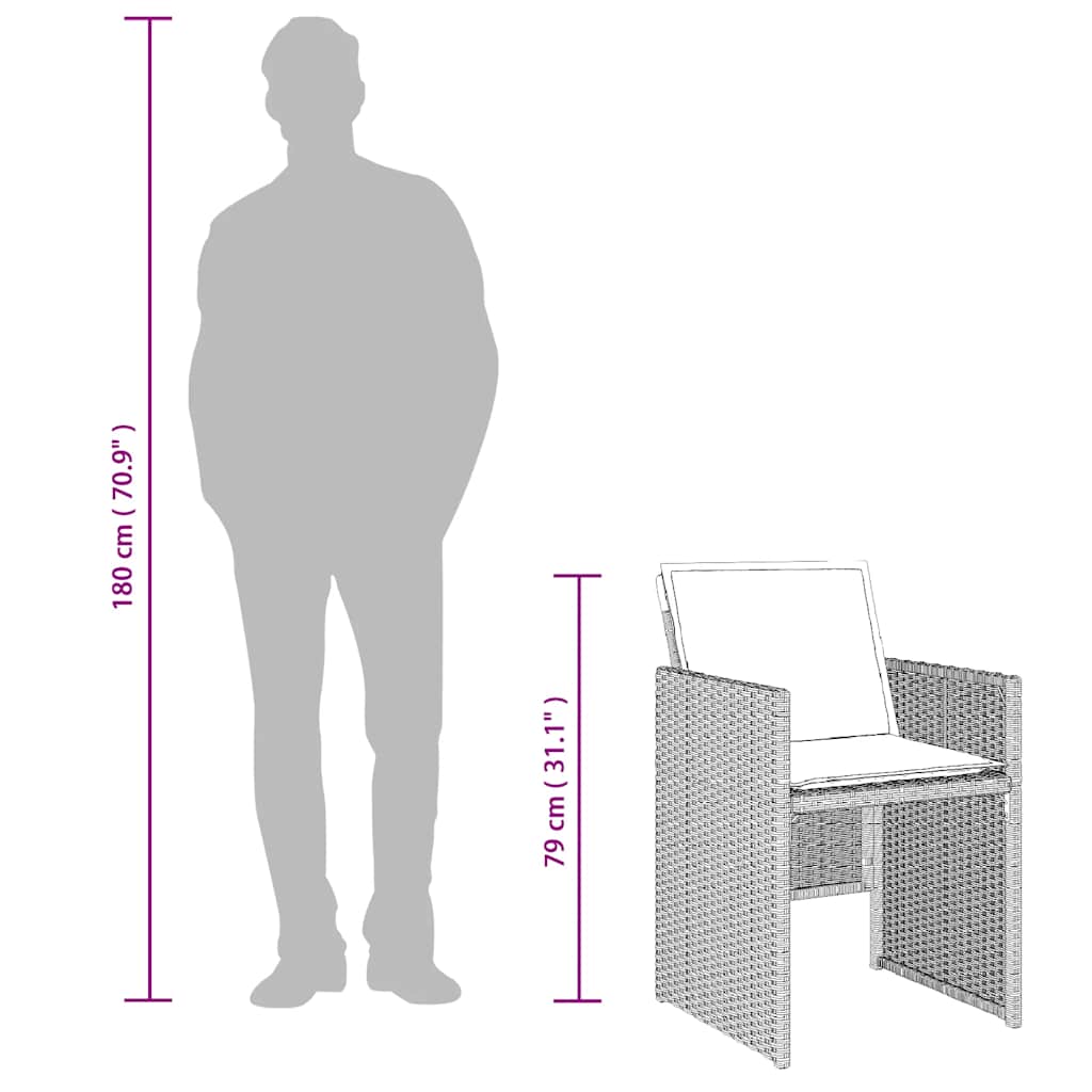 Σετ Τραπεζαρίας Κήπου 17 τεμ. Αν. Γκρι Συνθ. Ρατάν με Μαξιλάρια