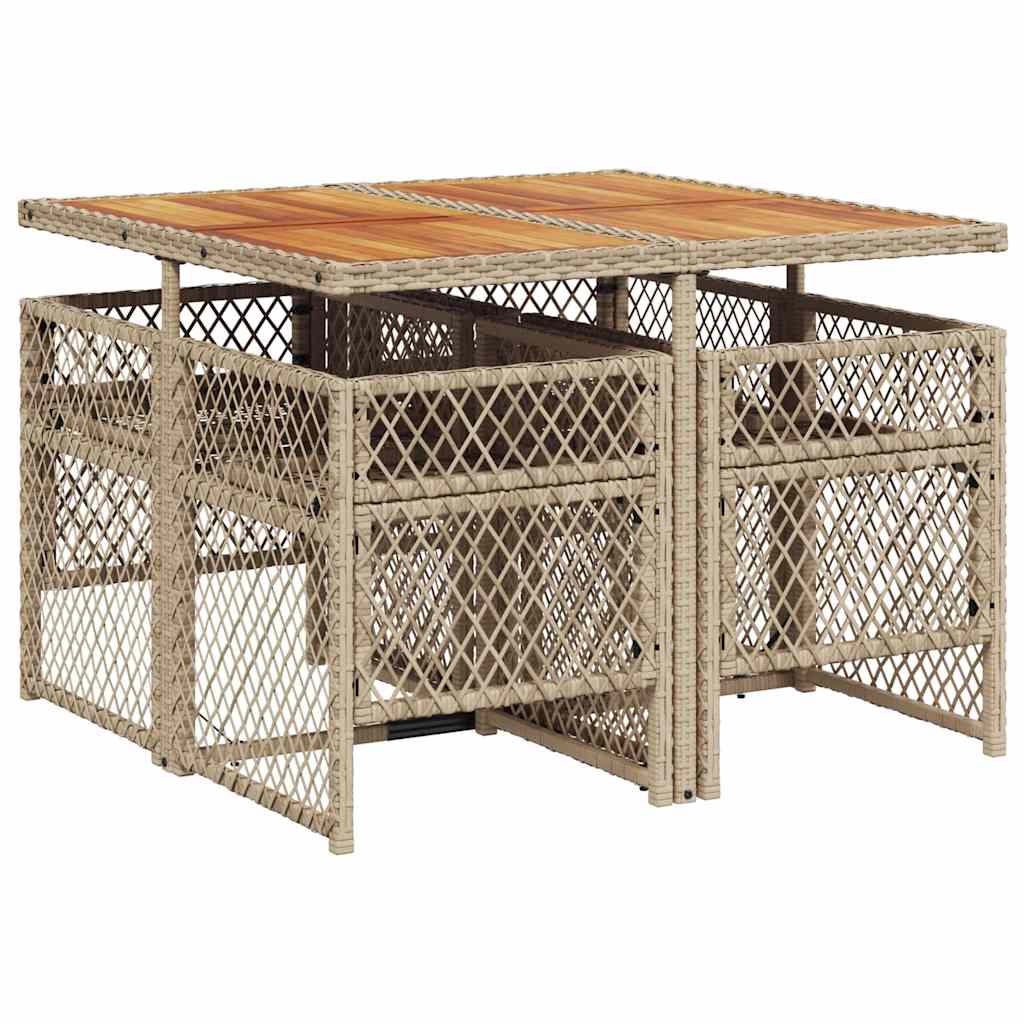 Σετ Τραπεζαρίας Κήπου 5 τεμ. Μπεζ Συνθετικό Ρατάν με Μαξιλάρι