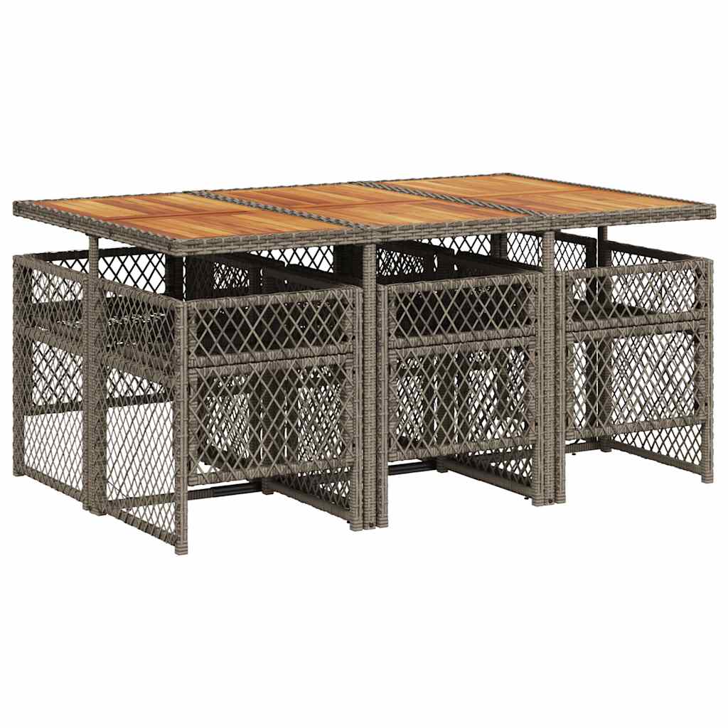 Σετ Τραπεζαρίας Κήπου 7 τεμ. Γκρι Συνθ. Ρατάν με Μαξιλάρια