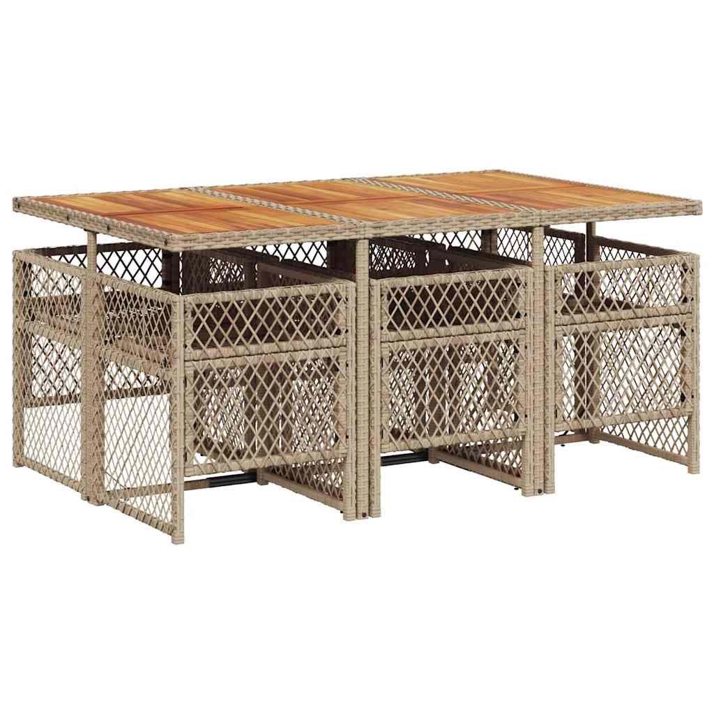 Σετ Τραπεζαρίας Κήπου 7 τεμ. Μπεζ Συνθετικό Ρατάν με Μαξιλάρια